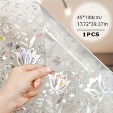 Tulip Pattern Privacy Window Film Static Cling Decorative Glass Sticker 45x100cm