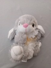 DAN DEE Bunny Rabbit Soft Expressions Stuffed Plush Toy Gray White Pink Bow 