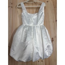 NWT Lulus Regal Cutie White Satin Square Neck Bubble-Hem Mini Dress Engagement S