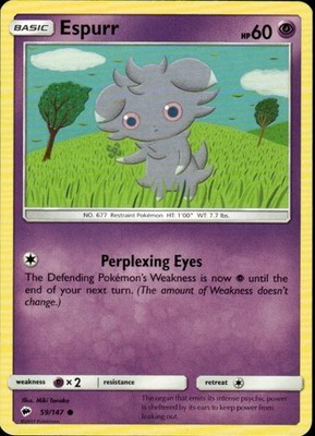 Espurr 59/147 SM - Burning Shadows Common Normal Psychic Miki Tanaka