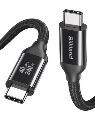 Silkland USB 4 Kabel für Thunderbolt 4 2M, 40Gbps Datensynchronisierung, schwarz