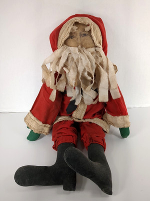 Vintage 1988 Primitive Folk Art Santa Christmas Alta's Heirlooms Cloth Doll 20''