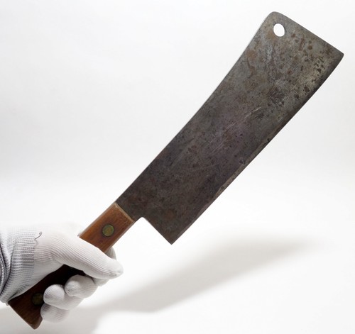 1940's Forged Carbon Steel Butchers Hog Splitter 18.5" Meat Cleaver Knife