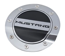 2015-2023 Ford Mustang Silver w/ Black Fill Embossed Gas Fuel Door Comp Series