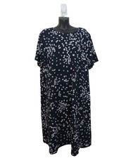 J Jill Size 2X Wearever Floral Shift Dress Pull On Casual Short Sleeve Blue