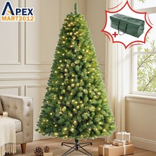 6.5ft Pre-lit Christmas Tree with LED Light Artificial Xmas Holiday Hinged Decor