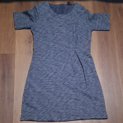 h&m blue knit dress Solid Sheath 14 Round Neck Short Sleeve Zip Short 80s cocktail dress