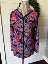 Land's End Women's Floral Multicolored Hooded Jacket Size M M1 