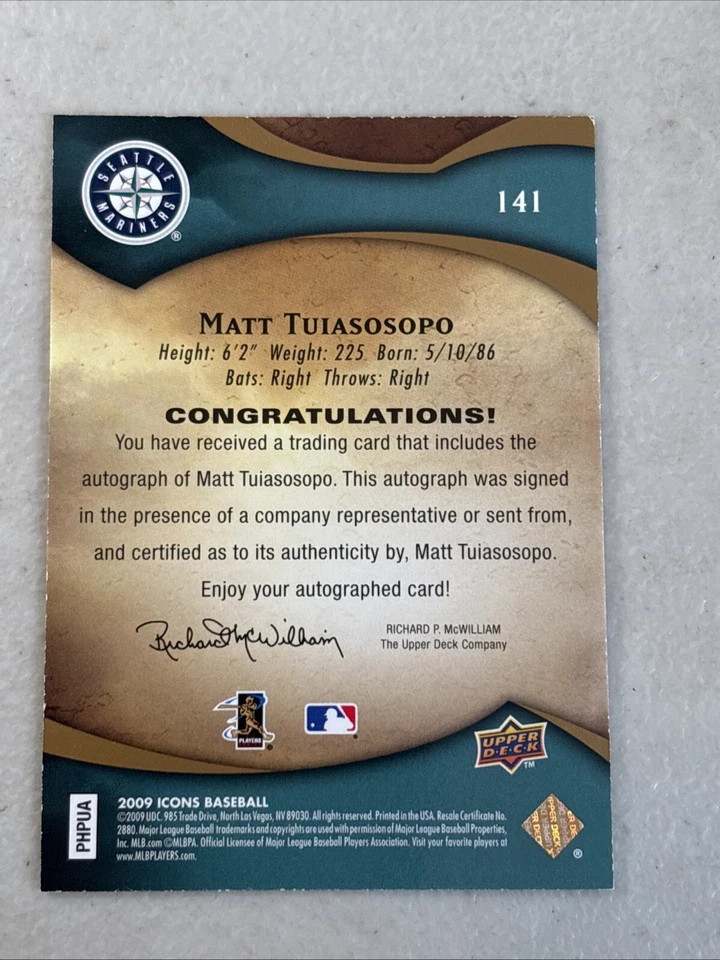 2009 Icons Auto 141 Matt Tuiasosopo 169/400 - Image 3 of 3