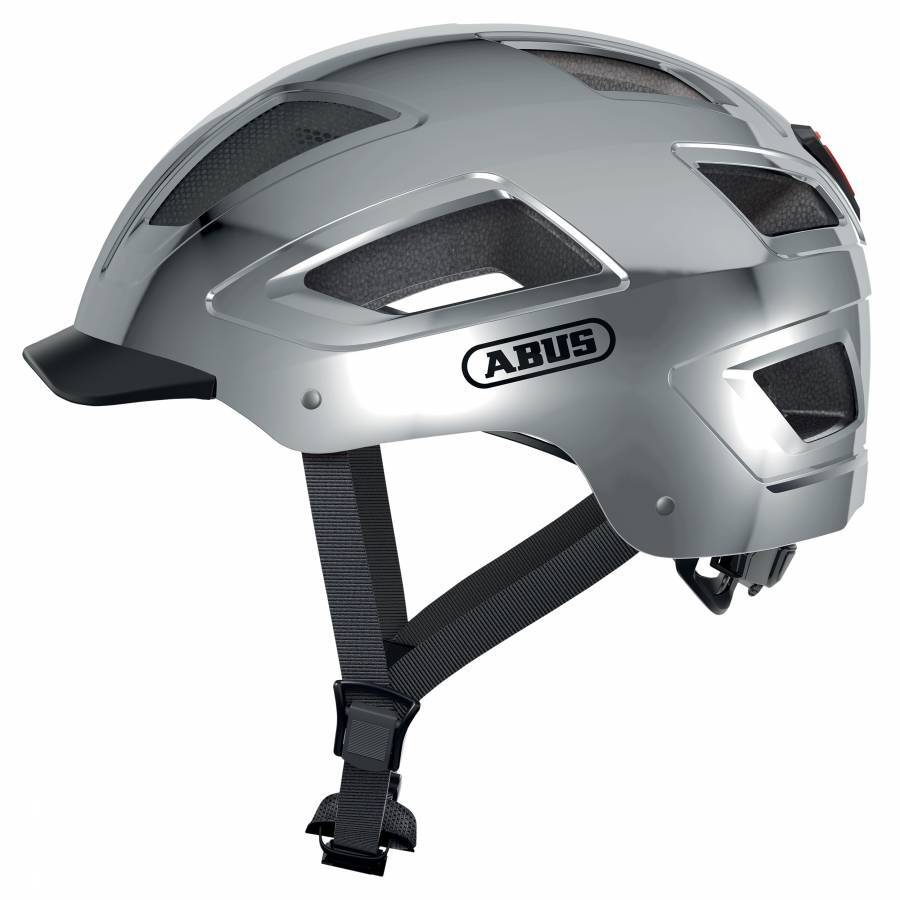 Casque vélo sécurité ABUS Hyban 2.0 Chrome éclairage LED homme femme taille L