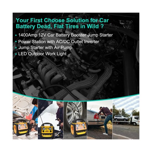 6 in 1 Jump Starter for Up to 6.0L Gas or 5.0L Diesel Engine,Upgraded 1800 Pe... - Picture 7 of 7