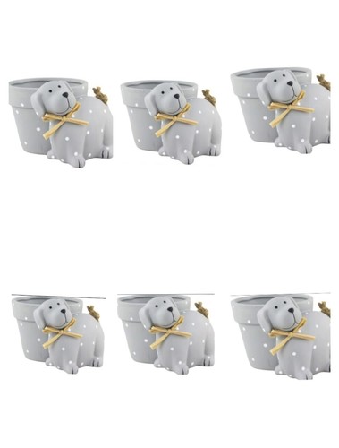 Lindo Maceta Cachorro Perro Jardín Decoración Adorno Novedad Regalo Gris 14cm - Imagen 13 de 15