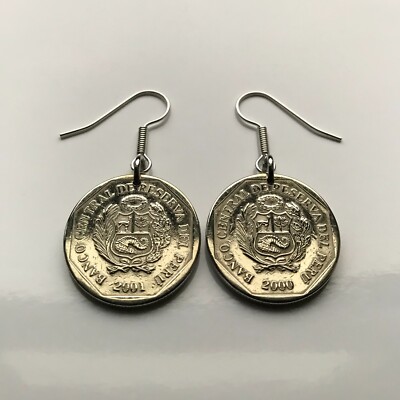 2000s Peru 50 Centimo coin earrings escudo Peruano Lima Arequipa Trujillo 000453