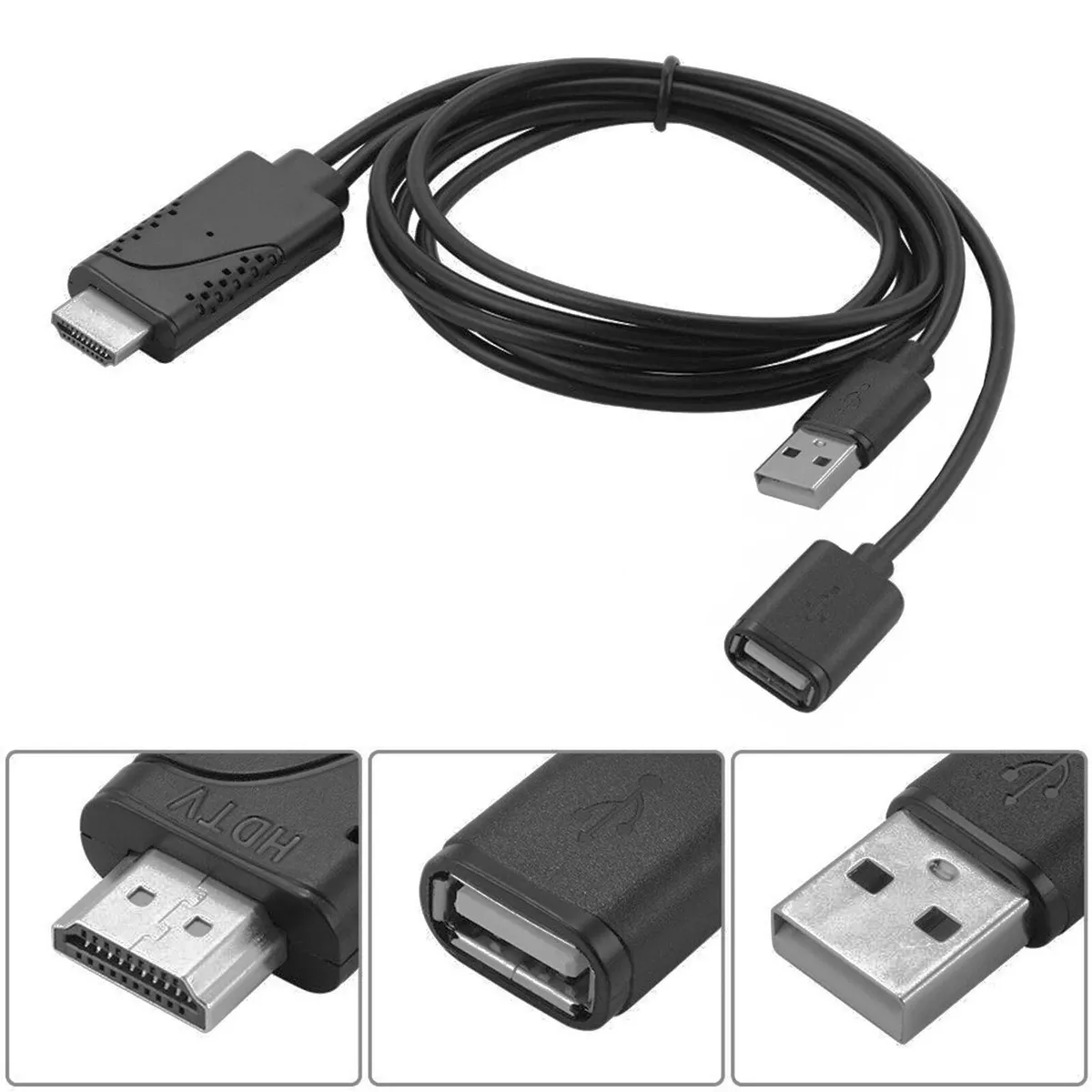 USB Female to HDMI Male HDTV Adapter Cable for iPhone X XS 8 7