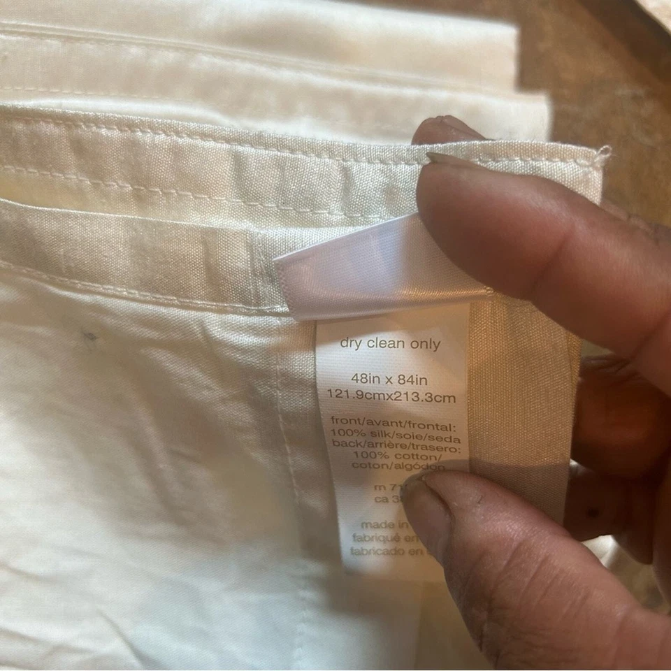 West Elm Window Curtain Panels Set of 2 Cream Silk Silver Grommets 48x84” - Image 4 of 4