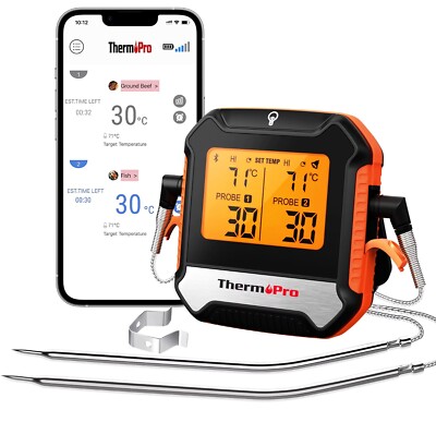 ThermoPro TP904 Bluetooth Wireless Meat Thermometer,135M Dual Probe, App-Connect