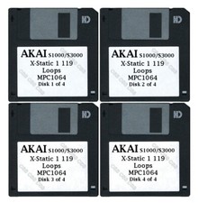 Akai S1000 / S3000 Set of Four Floppy Disks X-Static 1 119 Loops MPC1064