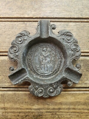 Vintage Pewter? Cast? Cherub Angel Ashtray  see pics for condition, some chips 