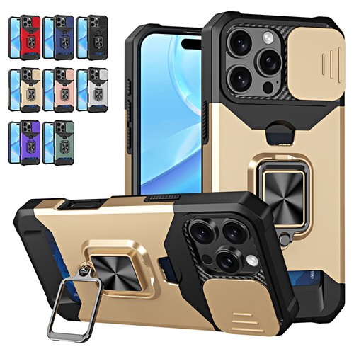 Hülle Für iPhone 16 15 14 Plus 13 12 11 Pro Max Kartenhalter Stoßfest Ring Case - Bild 2 von 34