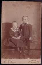Early 1900's Cabinet Photo of Young Boy  Girl Posing in Their Sunday Best