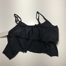 Holipick Tankini Top Womens Size XL Ruffled Adjustable Strap Black Built-In-Bra