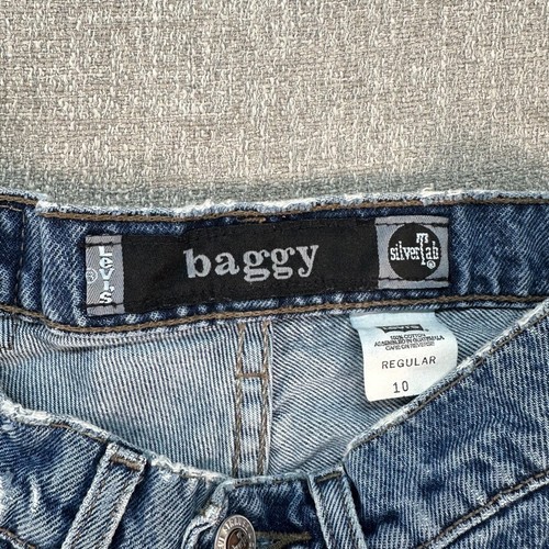 Vintage Silver Tab Jeans Boys Size 10 Blue Denim Baggy Straight 25x25 - Picture 4 of 11