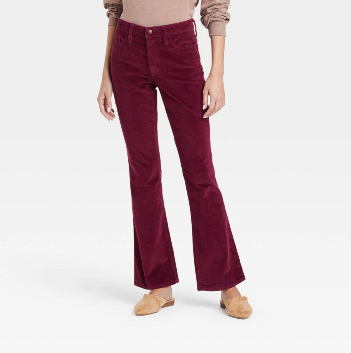 Women's High-Rise Corduroy Bootcut Jeans - Universal Thread, Berry Red, 16