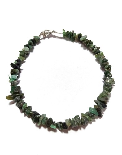 natural green emerald gemstone uncut chips 4x7 mm beads 925 silver 5" Bracelets - Picture 4 of 10