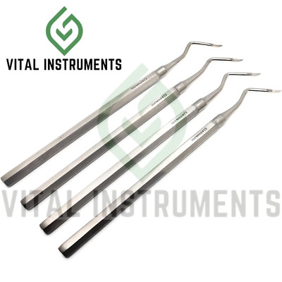 4 Pcs Dental Heidbrink Root Tip Pick Elevators #2 Left Single Ended Stainless CE