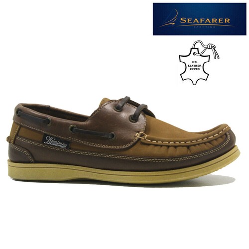 MENS LEATHER LACE UP WALKING BOAT DECK CASUAL DRIVING MOCCASIN LOAFER SHOES SIZE - Picture 12 of 25