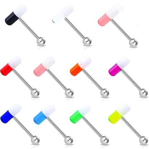 30pc Mixed Colour Tongue Ring Pill Capsule Shape Barbell Steel Bar Body Piercing - Picture 8 of 8