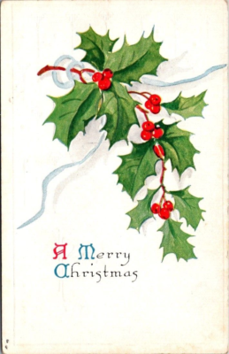 a merry christmas, embossed vtg. postcard, posted dec. 23-1921-x1