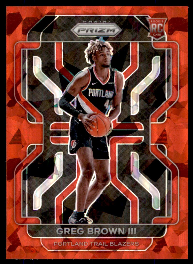 2021-22 Panini Prizm Cracked Red Ice Greg Brown III Rookie Trail Blazers #291