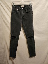 We The Free/Free People Black, Faded, Distressed Skinny Jeans. Size 27