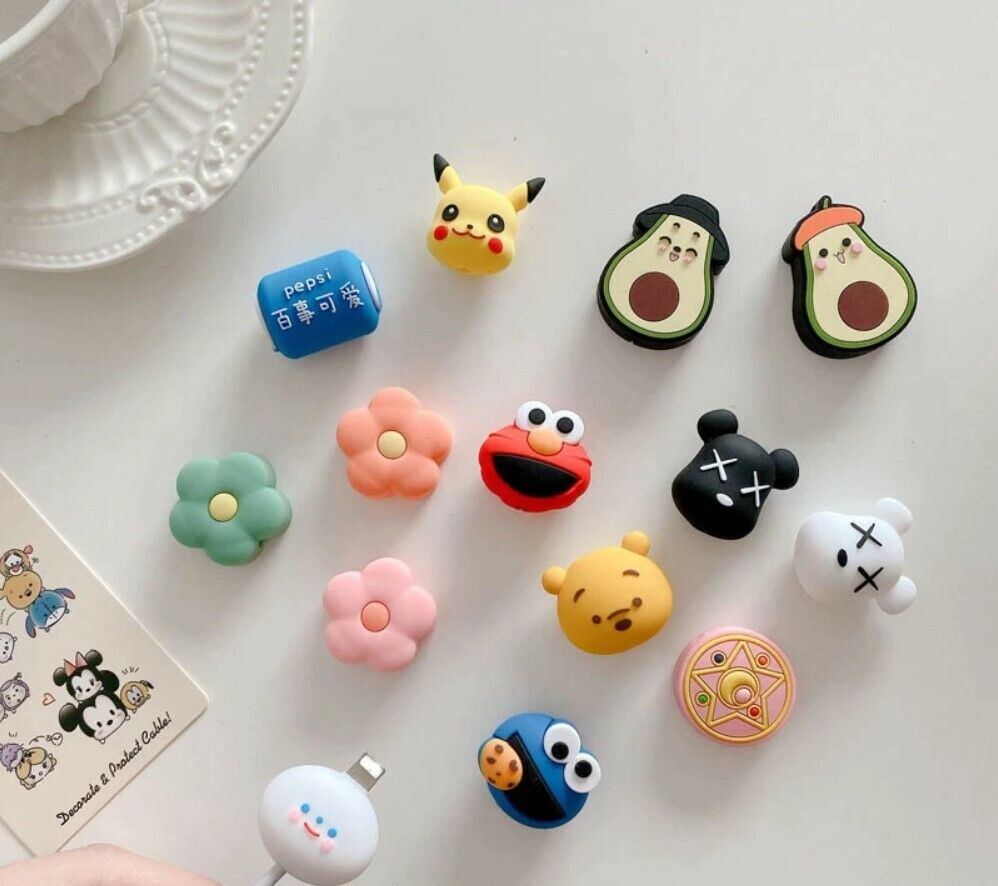 Cartoon Animal Cable Protector For iPhone Huawei USB Charge Cute Cord Cord  Holde | eBay