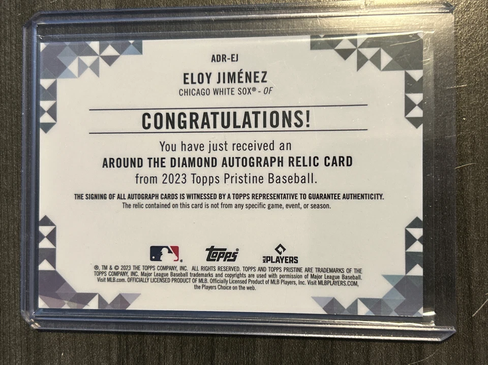 2023 Topps Pristine Eloy Jimenez Around the Diamond Relic Auto ADR-EJ - Image 2 of 2