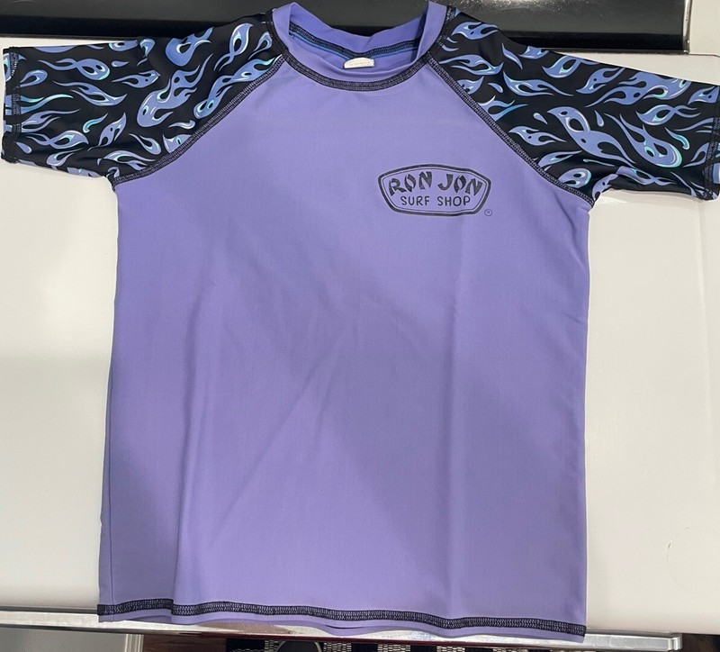 Ron Jon Rash Guard Shirt Girl’s 12 Indigo Flames Surf Shop Beach Swim Summer
