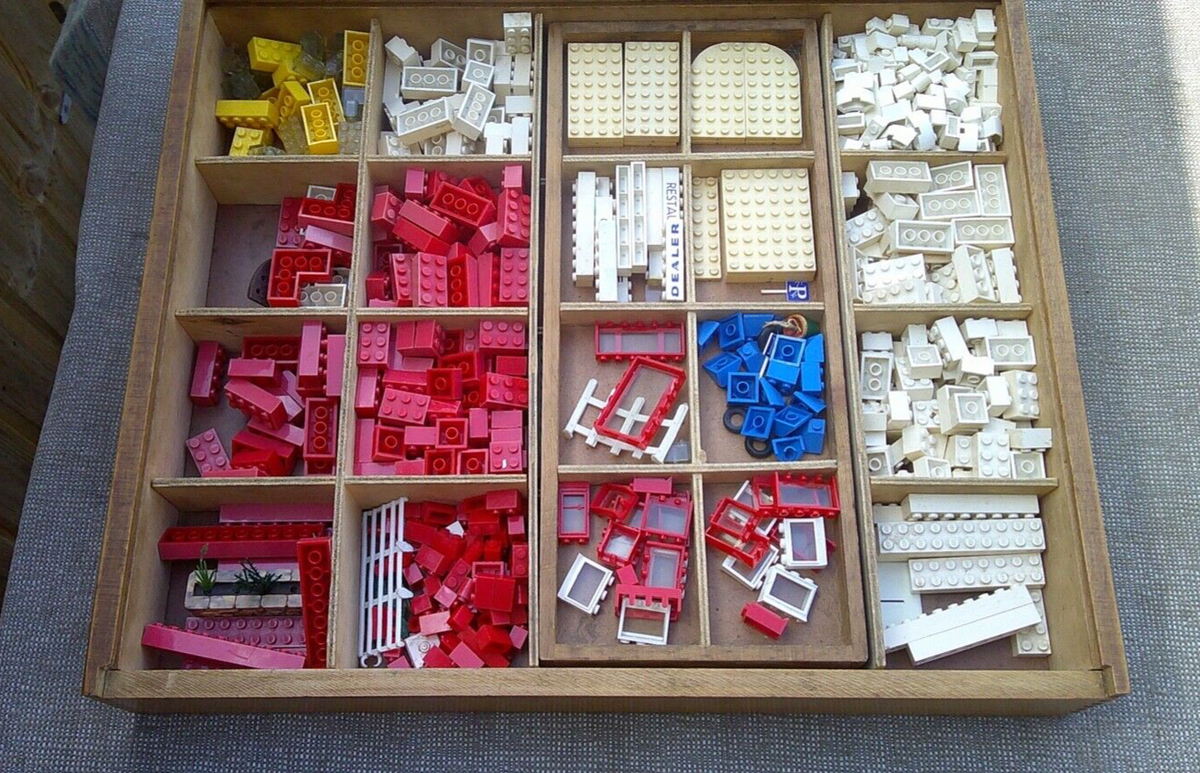 A Large Wooden Box of Vintage Lego - 1960s - Rare and Collectable