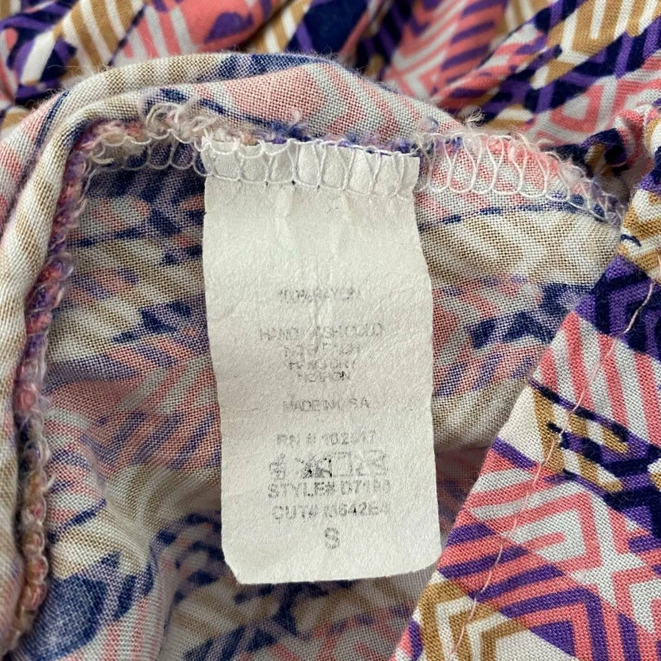 Blusa Soprano Mujer Rosa Azul Geométrica Manga Gorra Cuello Barco Cintura Elástica S Foto 4 de 4