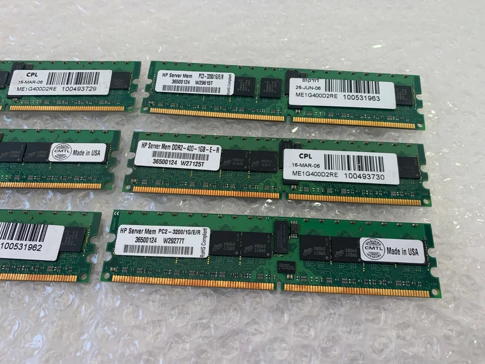 LOT 6 HP PC2–3200R-333 SDRAM MEMORY 36500124 W29277T SERVER MEM Used - Image 3 of 4