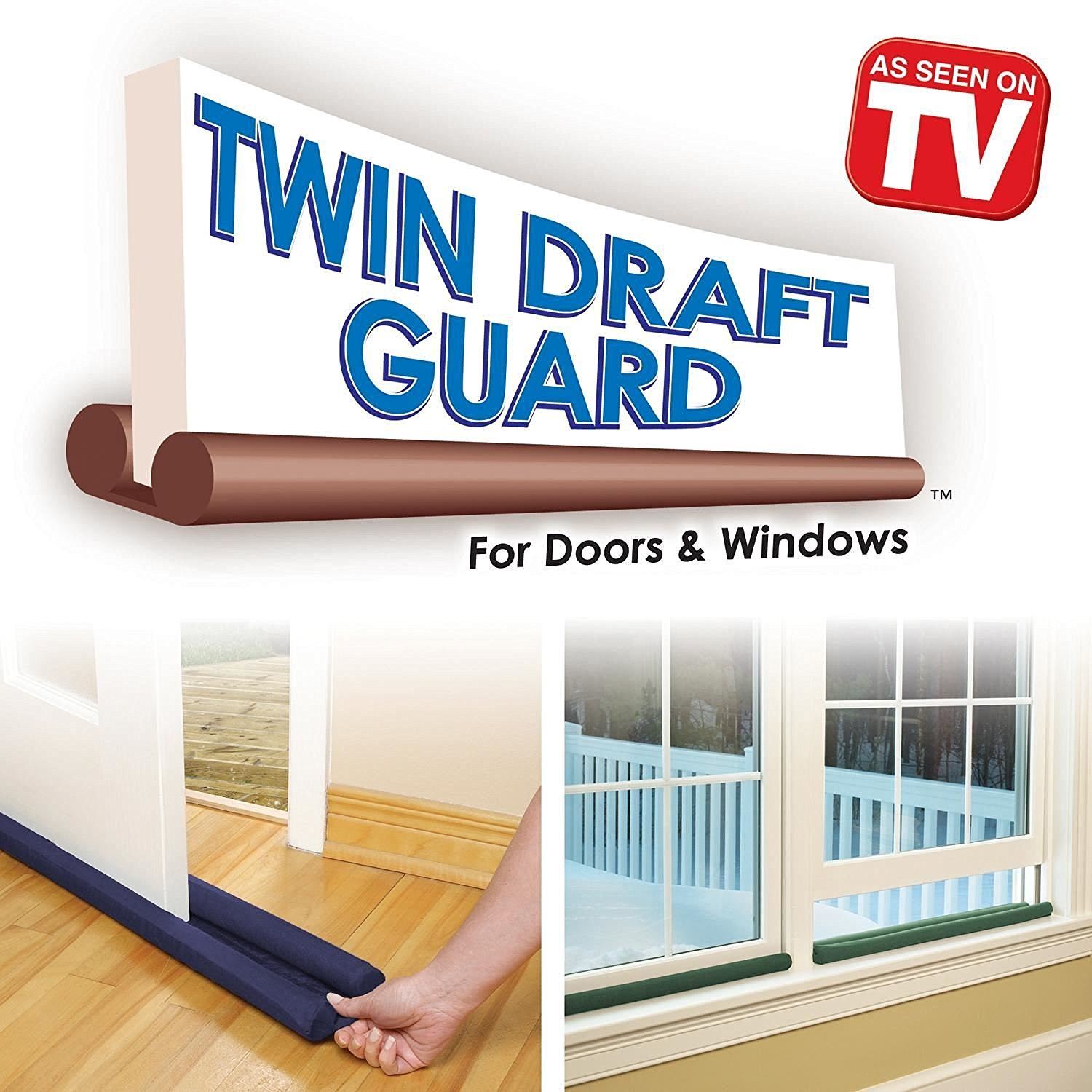 2 x Twin Draft Guard Draught Excluder Energy Saving Door & Window Insulator - Image 2