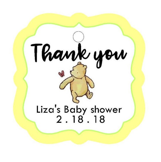 Set of 10 Winnie the Pooh Baby Shower Favor Tags//Party Tags All Wording Customized