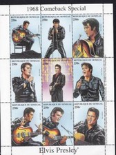 Senegal 1998 Elvis Presley Comeback Special, MNH pane of 9, sc#1350  pg 9