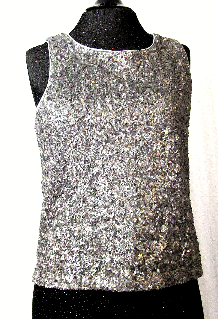 Silver Blouse Sequin Forever 21 Cocktail Party Size S/P Petite | eBay