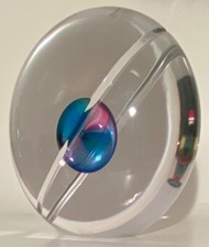 Oggetto disco vetro Murano 8,2 kg Livio Seguso Arte Vetro Oggetti firmato + etichetta