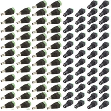 50 Pairs Male and Female 2.1x5.5mm DC Power Plug Jack Adapter Connector for CCTV