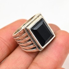 Black Onyx Solid 925 Sterling Silver Statement Handmade Men's Ring All Size M830