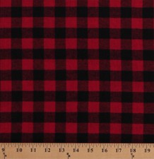 Red Black Buffalo Plaid Checks Squares Woven Cotton Flannel Fabric BTY D275.13
