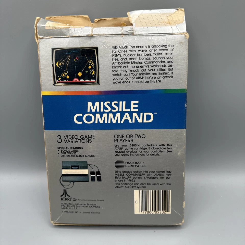 1986 Missile Command Atari 5200 Video Game Cartridge Manual Box Not Tested - Image 4 of 4