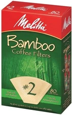 Melitta #2 Cone Bamboo Paper Coffee Filters, 80 Count - 3 Pack